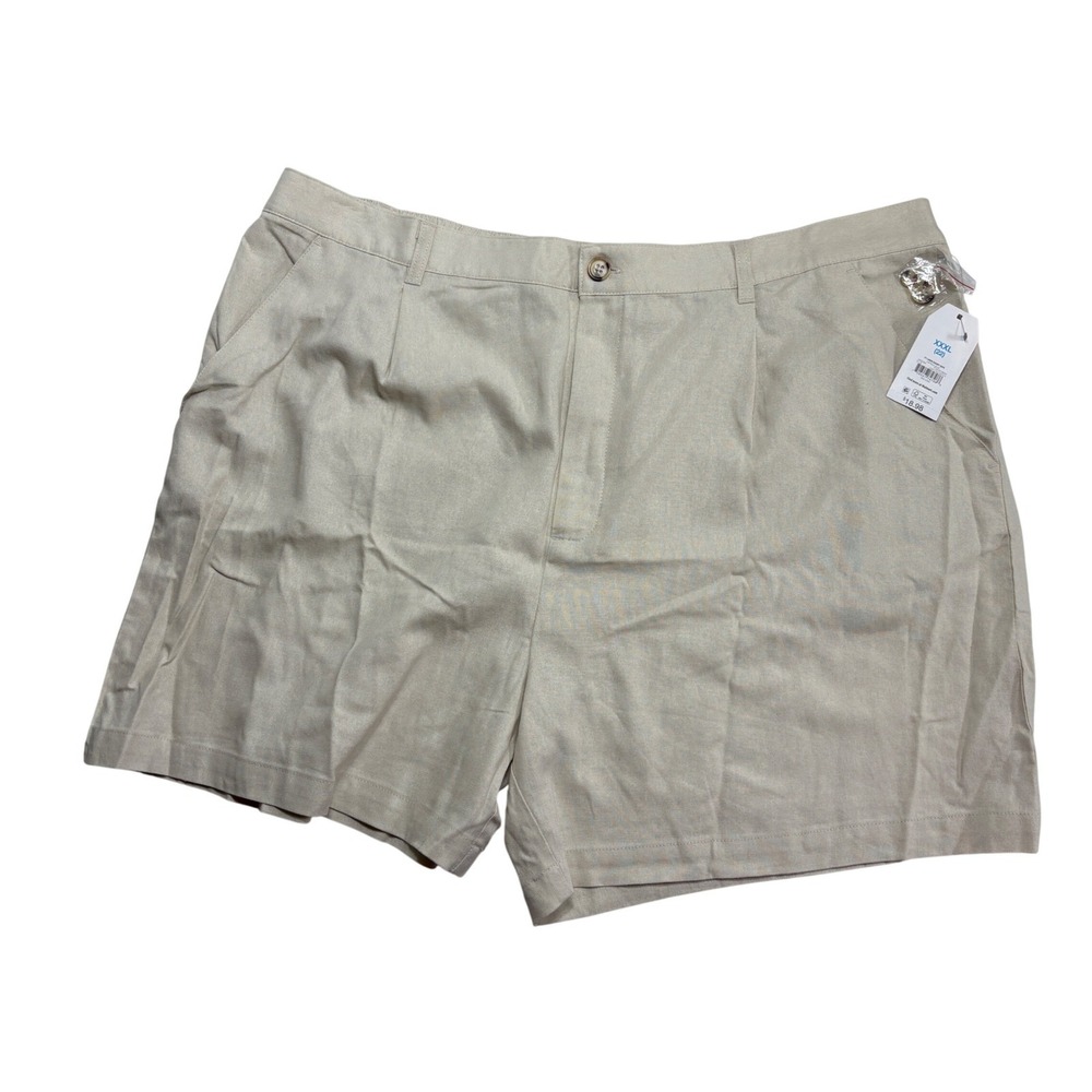Time and Tru‎ Linen Shorts Women XXXL (22) Beige Pleated Elastic Back New